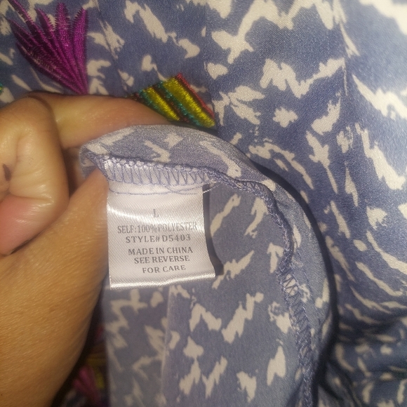 See and Be Seen MIDI Dress with Colorful Floral Embroidery over Print L - Picture 7 of 7